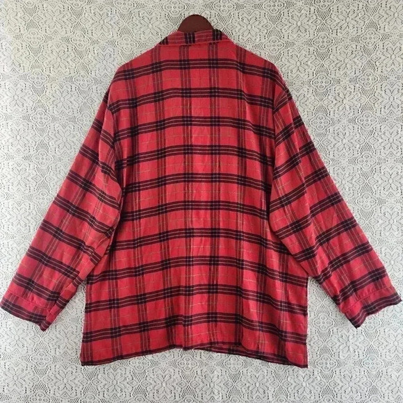 Disney Japan Button Up red plaid Mickey mouse Pajamas Top Men's XL - Picture 2 of 9